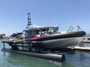 Australian Border Force Coastal Patrol Craft up on an AirBerth M1100